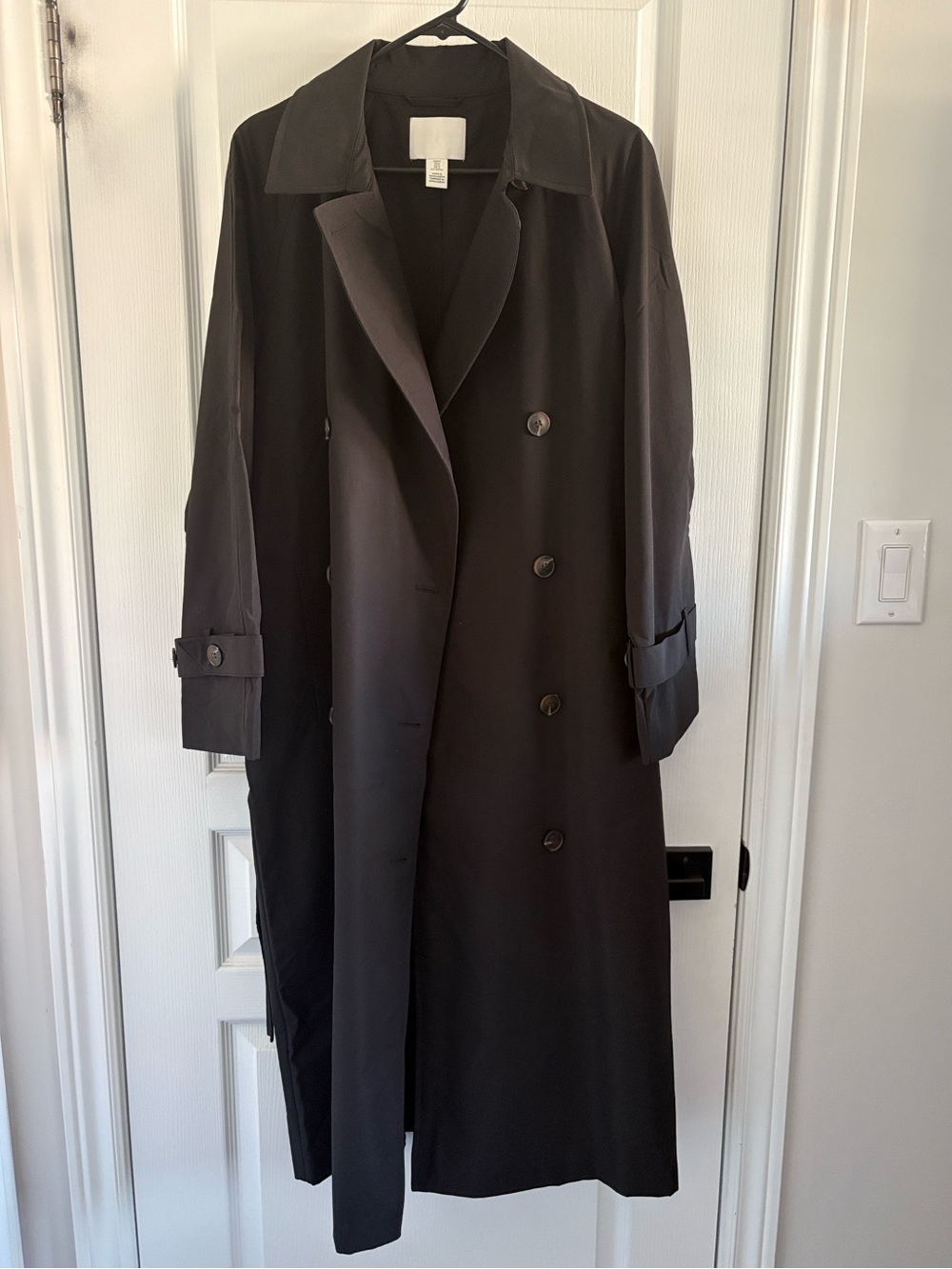H&M Black Double-Breasted Trench Coat